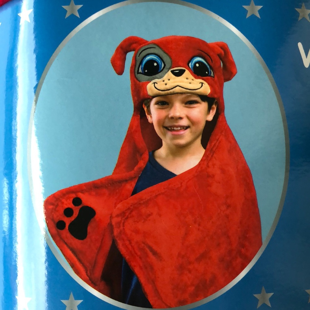 ♥️ 40"x47" Red Plushy Puppy Hoodie Blanket/Robe - Picture 2 of 9